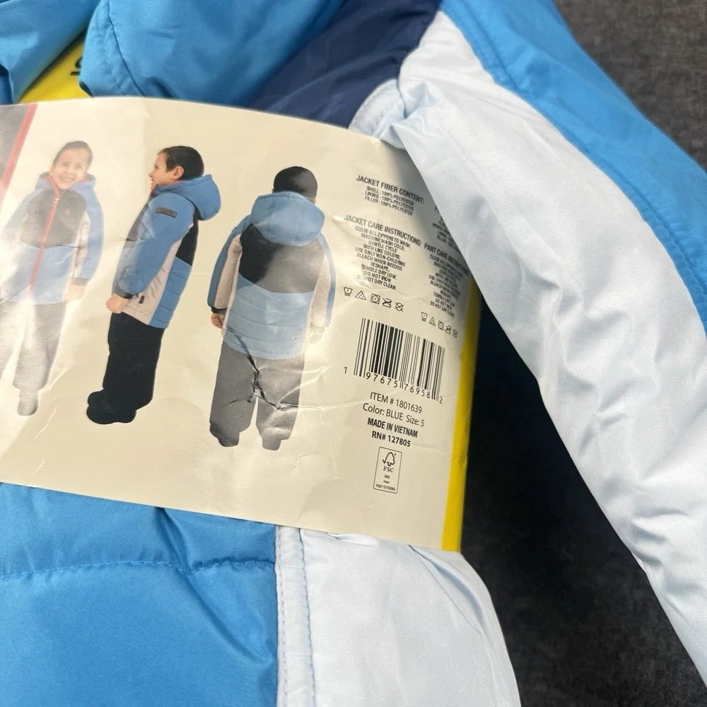 Spyder 2-Piece Snowsuit Jacket & Matching Bib Pants Size 5 Kids Boys Blue NEW